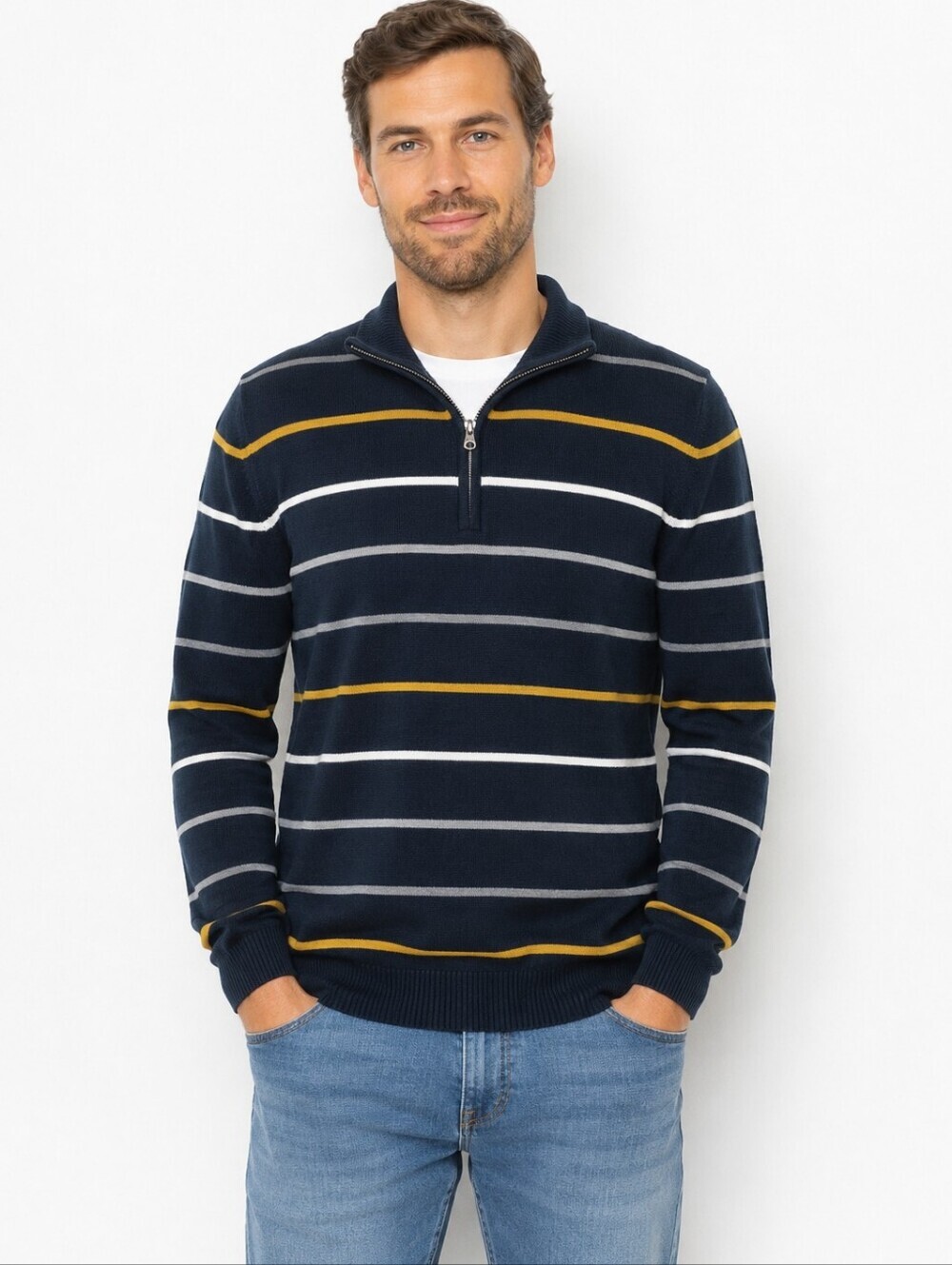 Old Navy Men's Zip Swester Multi Color Stripe Size XL